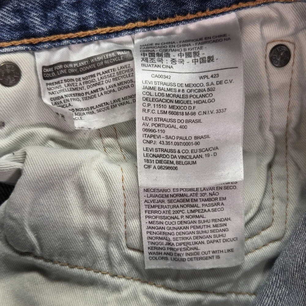 Levis 501 Jeans Mens Selvedge Medium Blue Tapered Whiskers‎ Honeycomb Fits 30x31